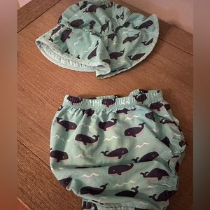 Pottery barn kids swim trunks & hat